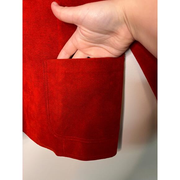 1980s Adolph Schuman Bright Christmas Western Rodeo Red Faux Suede jacket L - Picture 5 of 8